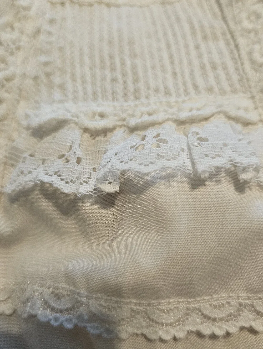 Antique Victorian Baby Christening Gown Dress White Cotton Pintuck Lace Baptism